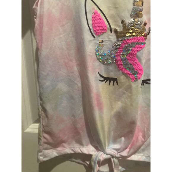 NWT BTWeen Girl Unicorn Sequined Short Sleeve Blouse & Unicorn Keychain Size 12 - Picture 6 of 9